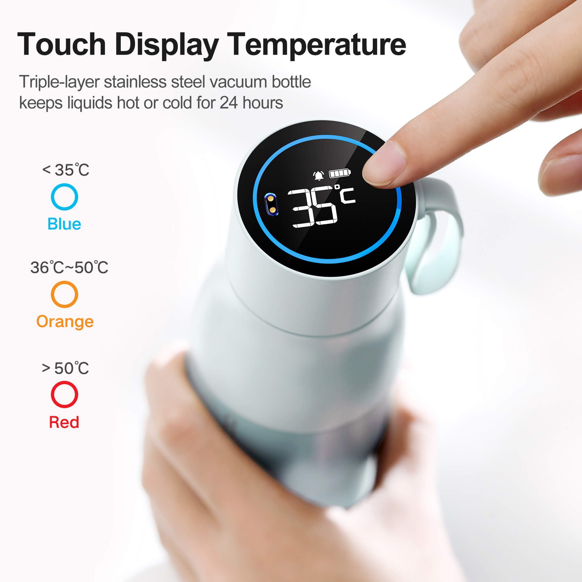 Customized water quality test Stainless Steel LCD Temperature Display Smart Thermos with Reminder stainless steel water Bottle