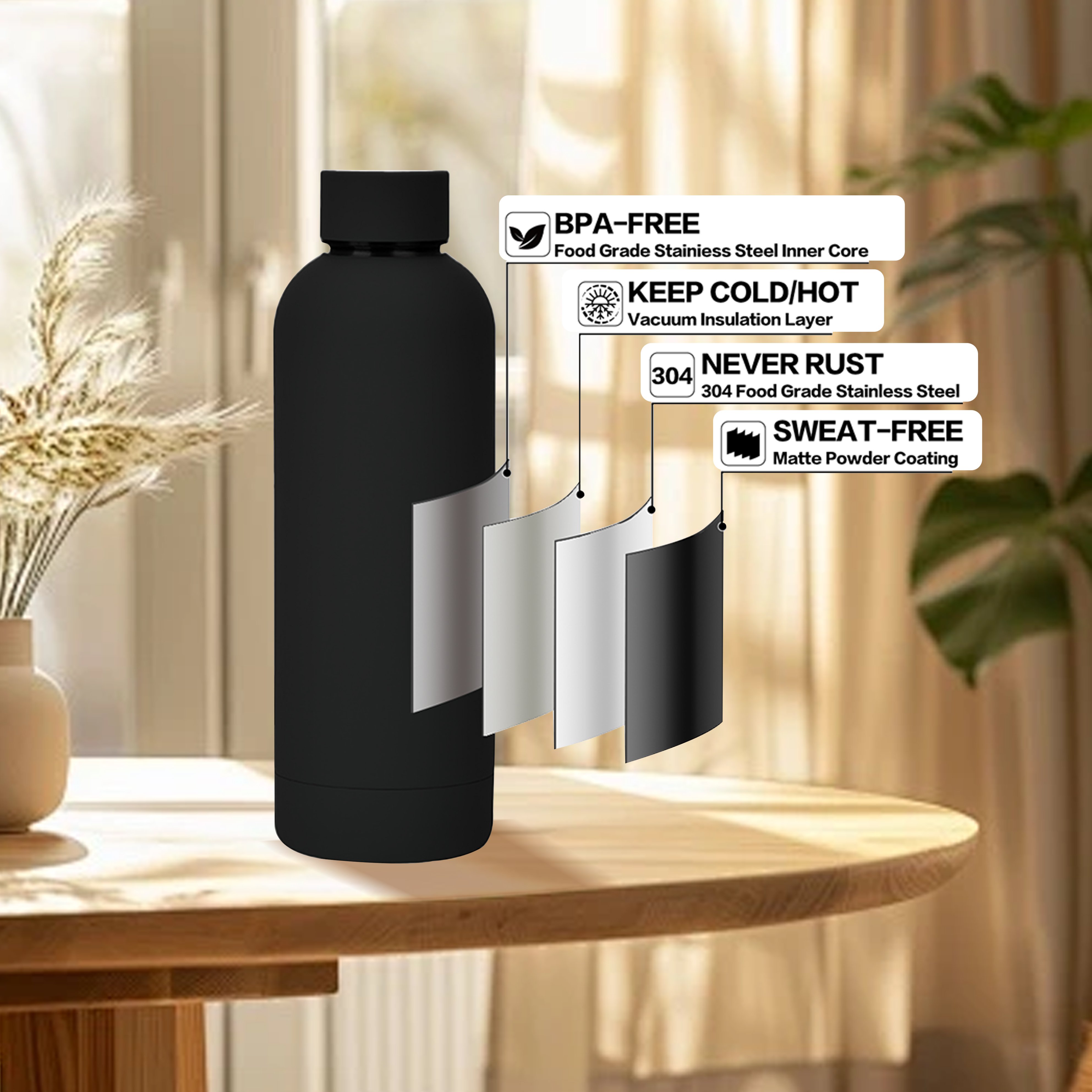 custom logo bpa free 500ml 750ml 1000ml luxury hot and cold stainless steel water bottle gym sport insulated drink water bottles