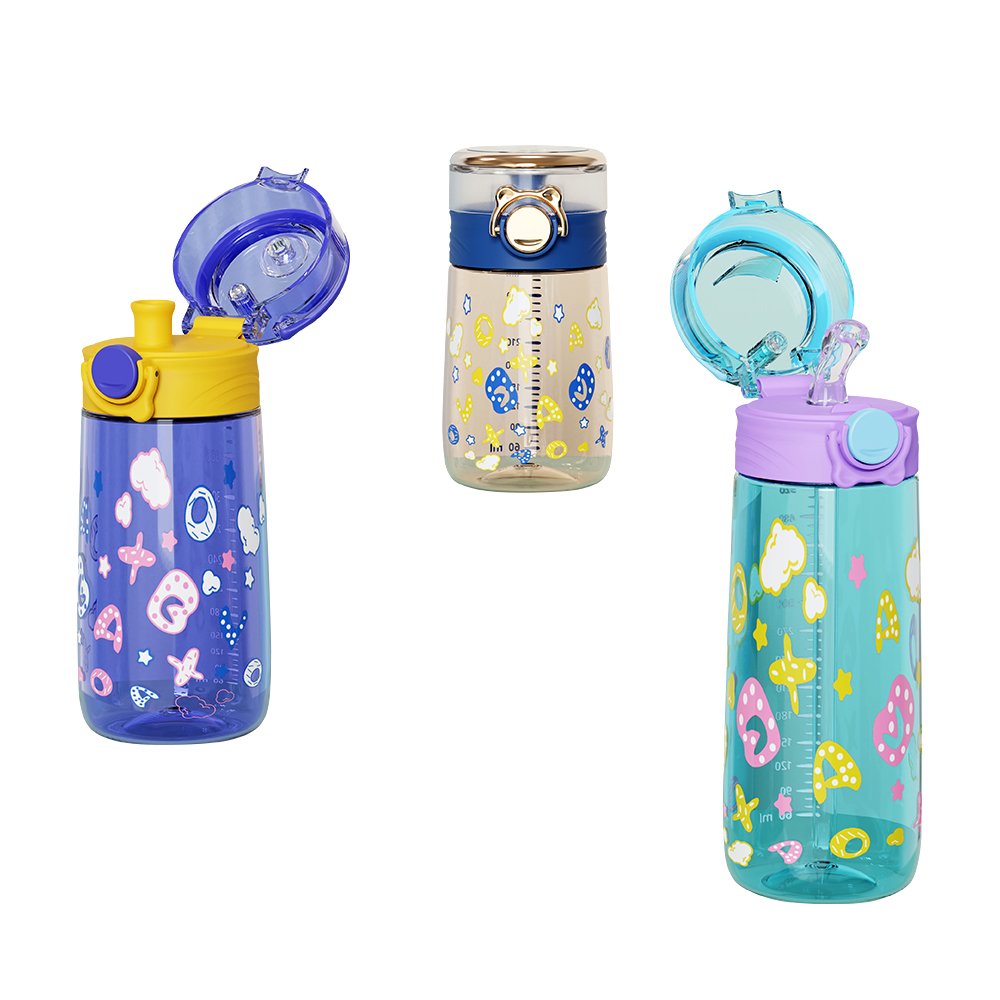 Wholesale Colorful 350 450 550ml water bottle custom drink drink bottle with straw for children