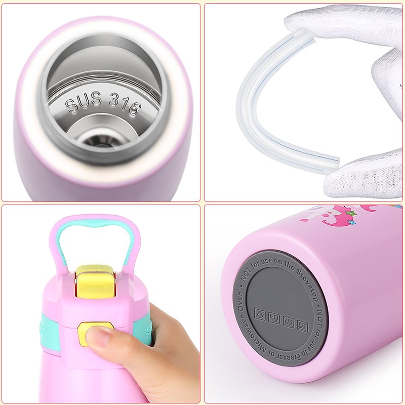 Double Wall Stainless Steel Vacuum Flask with Button Lid