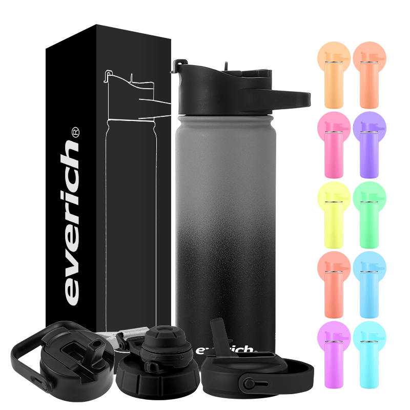 New Design 3 in 1 Lid Double Wall Thermos Vacuum Flask Insulated Stainless Steel Water Bottles for Sports