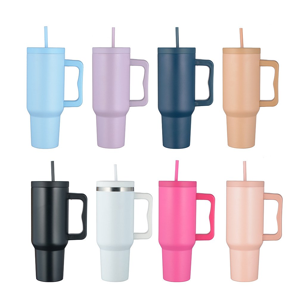 2024 New Promotional 40 oz 304 Stainless Steel Vacuum Flask Hot-selling Tumbler with Handle and Straw Lid