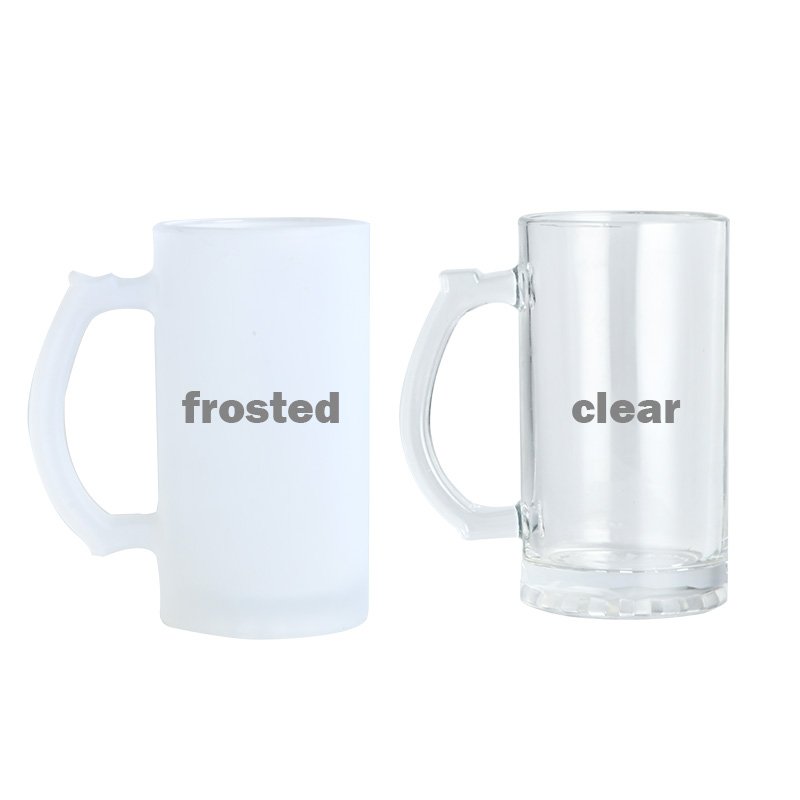 USA warehouse RTS 16oz Sublimation Blanks frosted ombre clear sublimation beer drinking glass mugs with handle