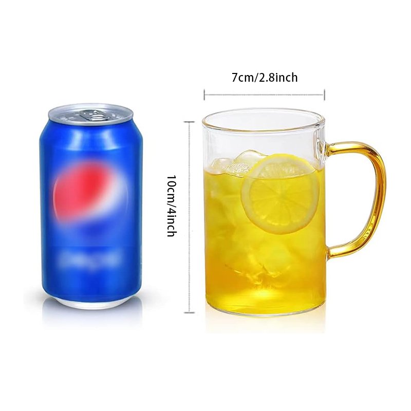 Wholesale 300ml 10oz Glass Coffee Mugs with Color Handle High Borosilicate Glass Tea Cup for Juice Beer Beverage