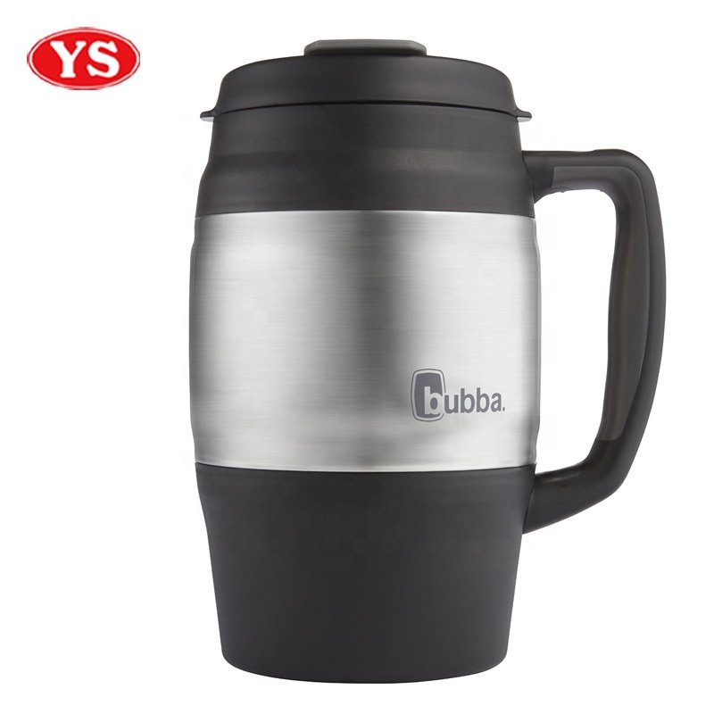 Eco-Friendly Double Wall Plastic 34 oz. Insulated Beer Mugs with Handle and Lid