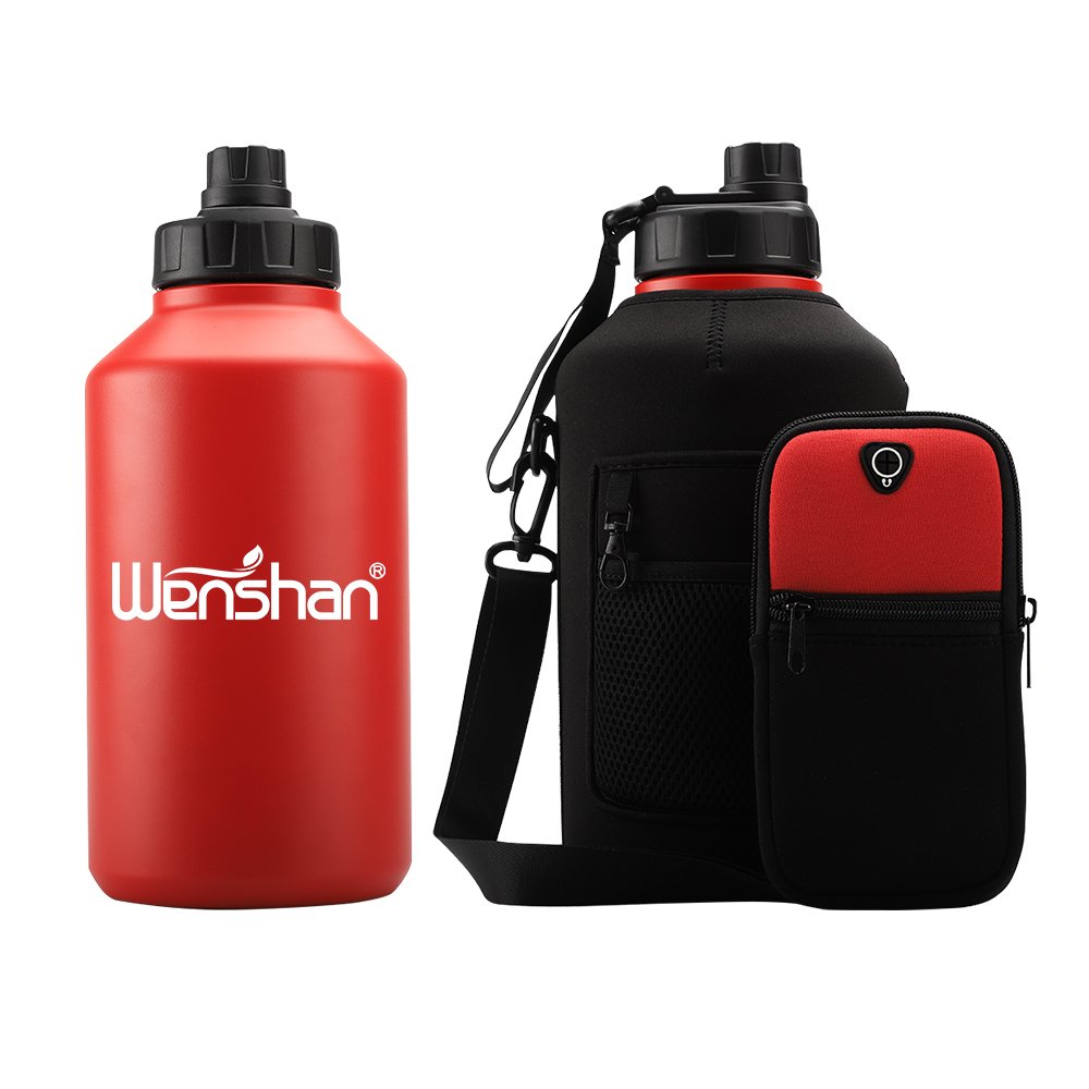 64oz large capacity wide mouth Insulated water bottle with handle double wall stainless steel sports water bottle
