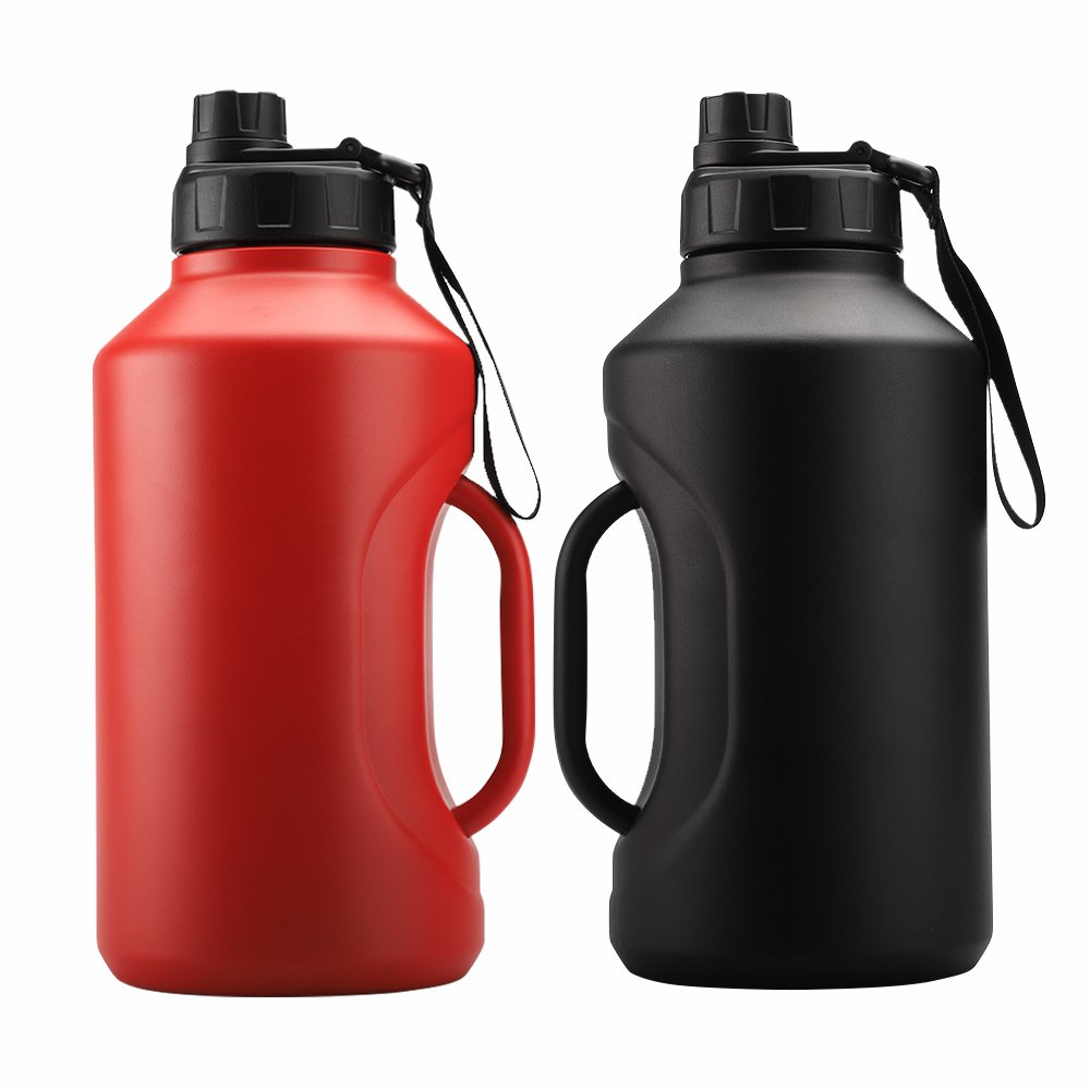 64oz large capacity wide mouth Insulated water bottle with handle double wall stainless steel sports water bottle