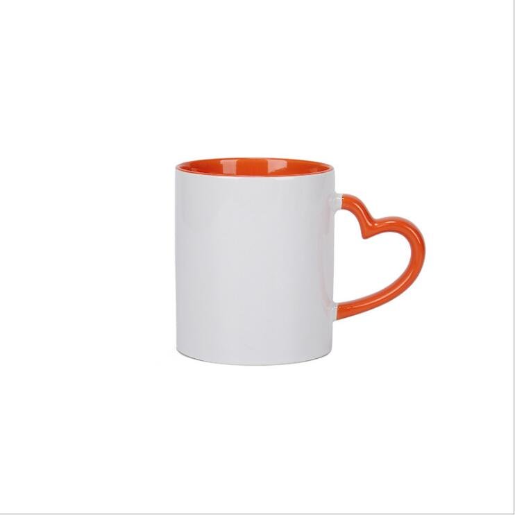 Rubysub M080 Logo Printed 11oz Heart Color Handle Inner Color Mug Sublimation Blank White Cups