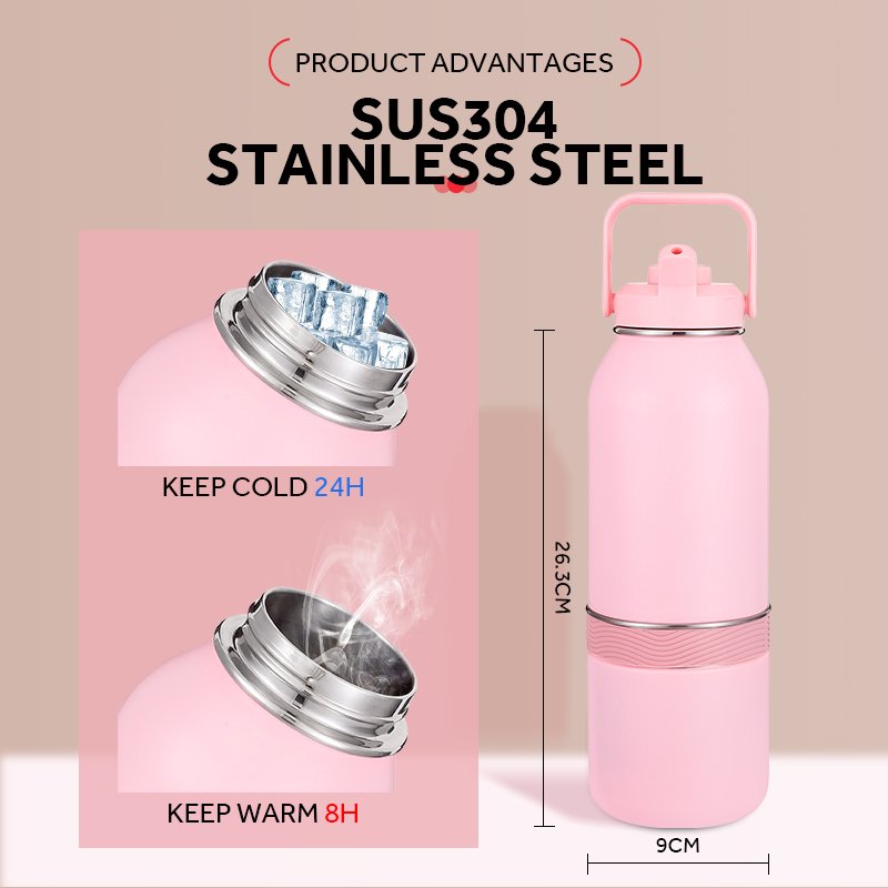 Customized Color 40oz Double Wall Drink Bottle Stainless Steel Vacuum Flask Water Bottle for Feed Pets