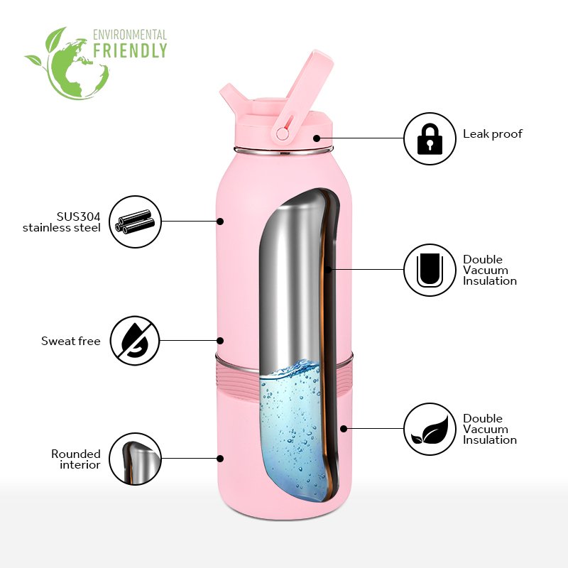 Customized Color 40oz Double Wall Drink Bottle Stainless Steel Vacuum Flask Water Bottle for Feed Pets