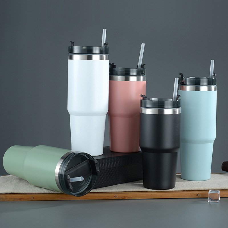 Gradient Flash Coffee Cup 304 Stainless Steel 20 30oz Insulated Travel Mug Glitter Double Walled Straw Tumbler