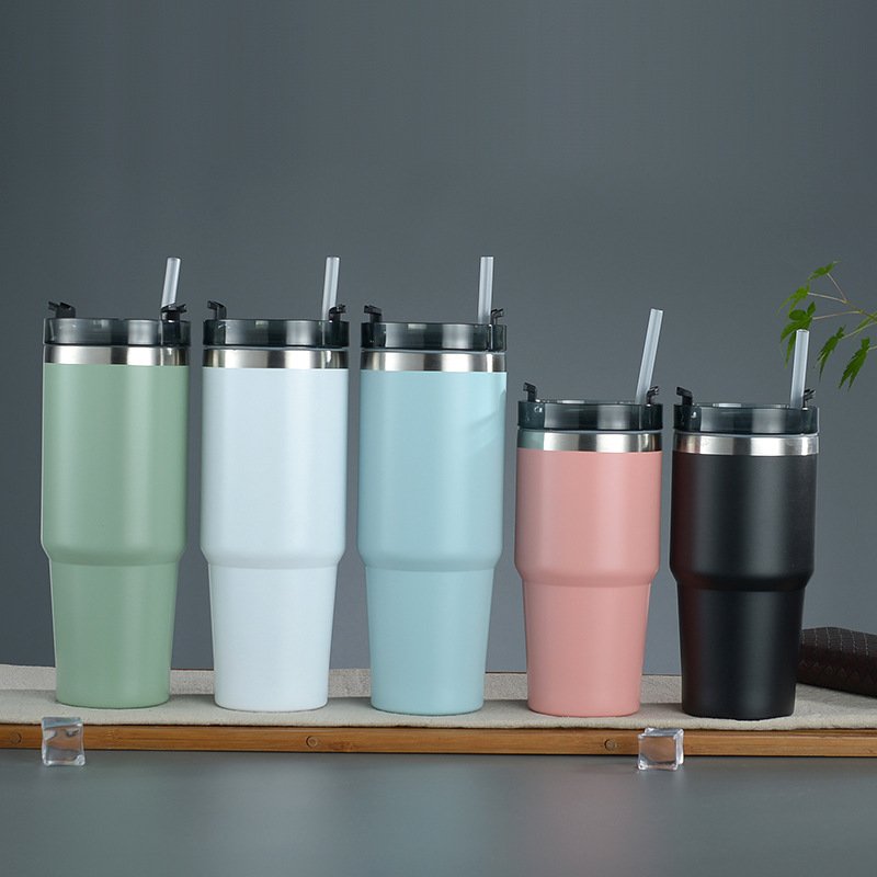 Gradient Flash Coffee Cup 304 Stainless Steel 20 30oz Insulated Travel Mug Glitter Double Walled Straw Tumbler