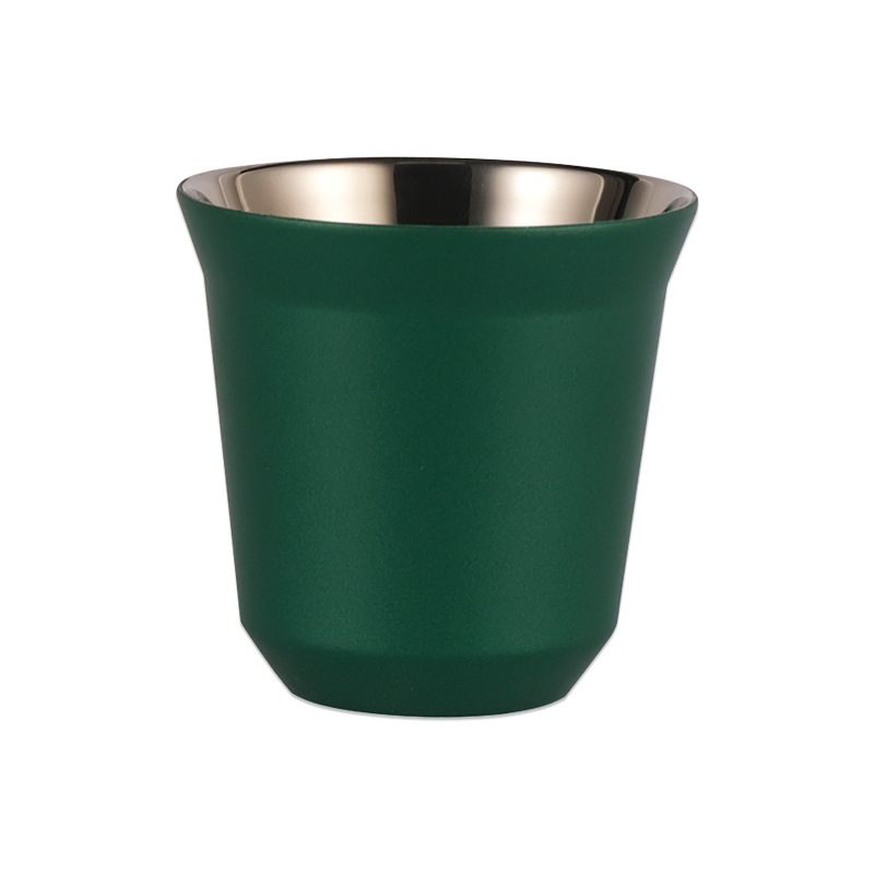 80ml 160ml metal mug mirror Espresso cup Italian double wall insulated custom Stainless Steel Black Espresso Cups Coffee