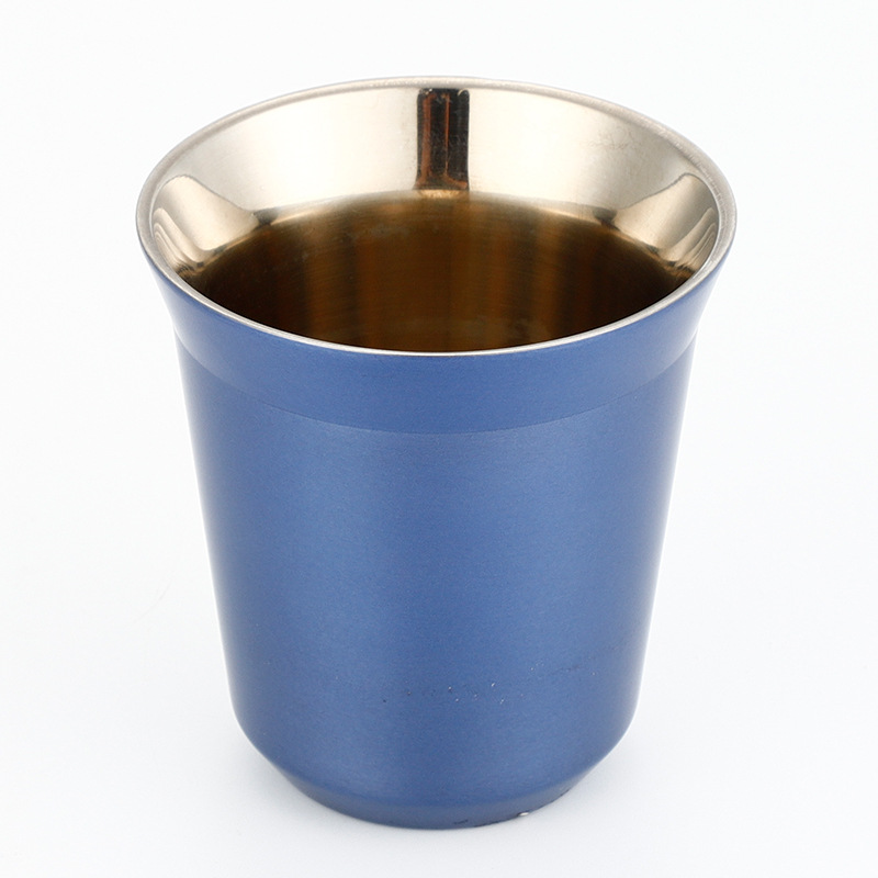 80ml 160ml metal mug mirror Espresso cup Italian double wall insulated custom Stainless Steel Black Espresso Cups Coffee