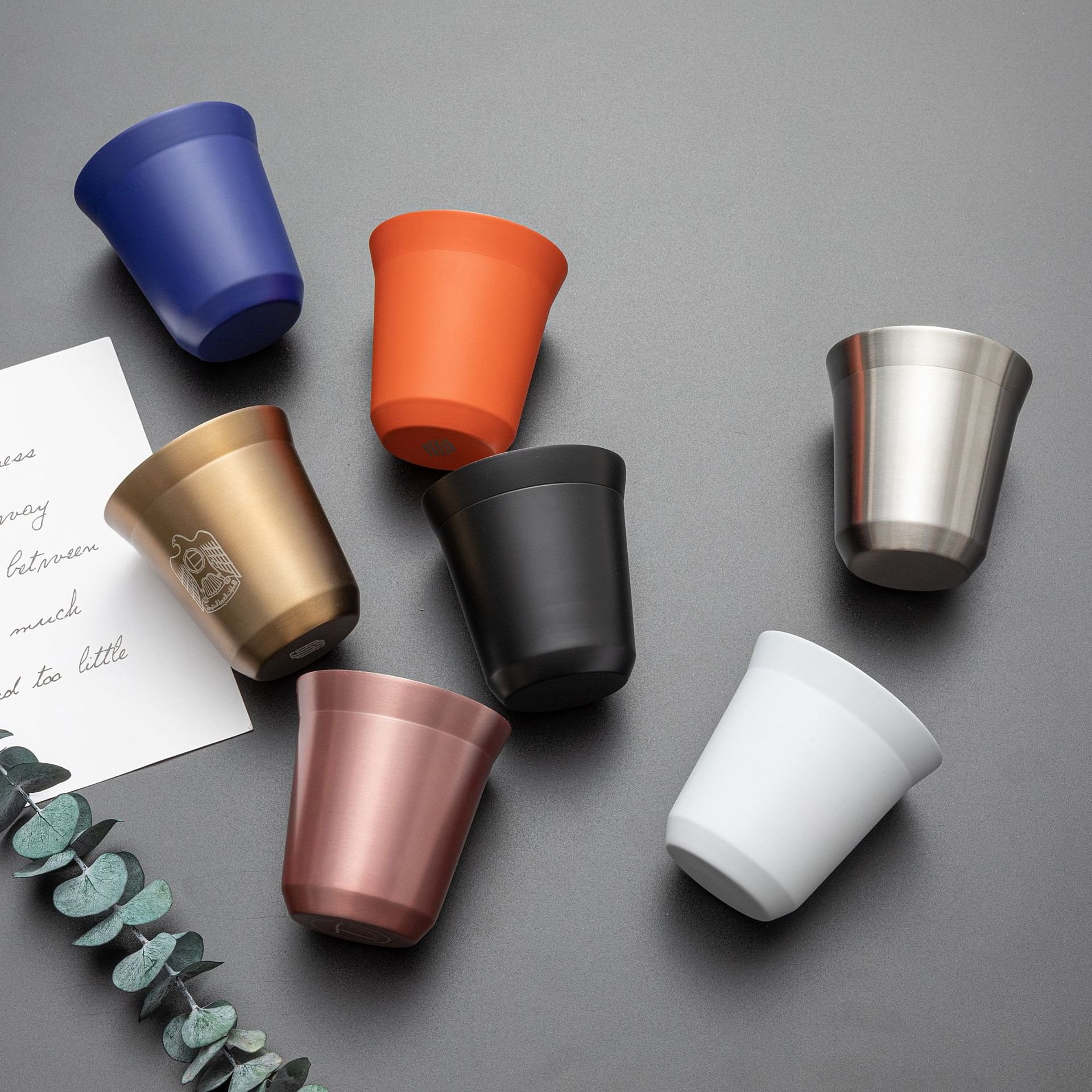 80ml 160ml metal mug mirror Espresso cup Italian double wall insulated custom Stainless Steel Black Espresso Cups Coffee