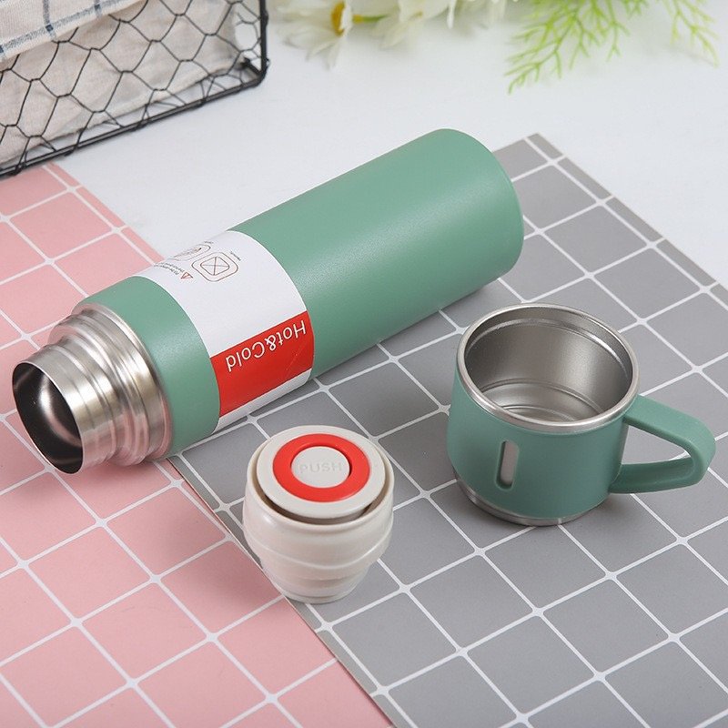 Wholesale Classic Design Stainless Steel Double Wall Vacuum Cup 500ml Travel Thermal Mug Drinkware with 3 Cups for Water