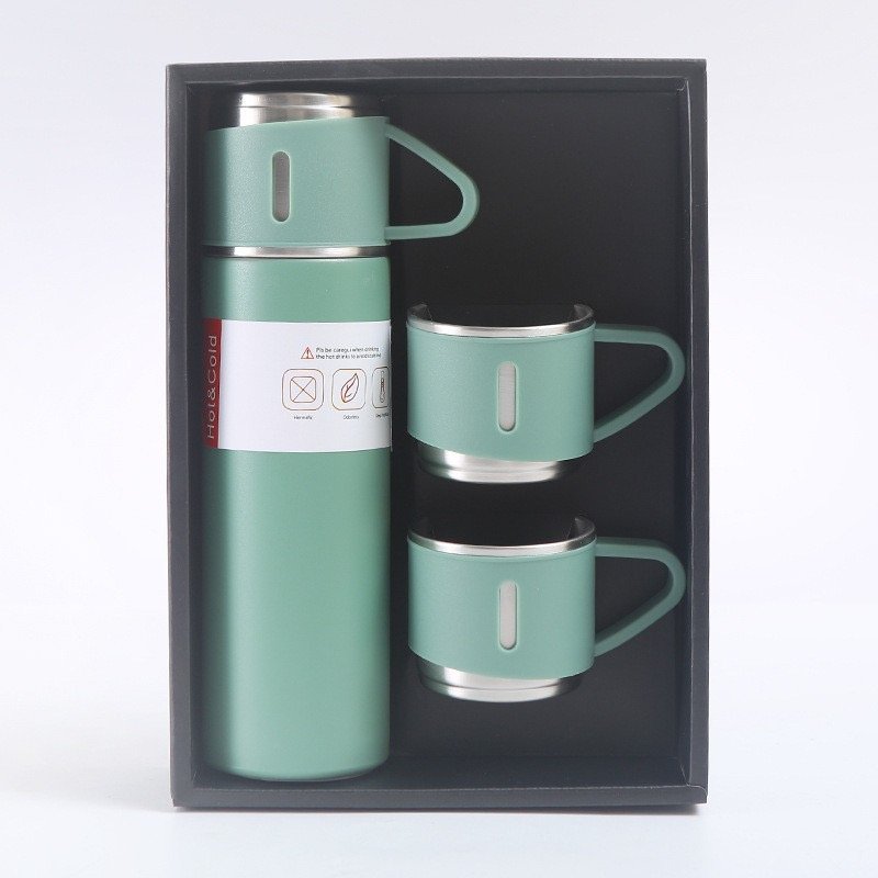 Wholesale Classic Design Stainless Steel Double Wall Vacuum Cup 500ml Travel Thermal Mug Drinkware with 3 Cups for Water