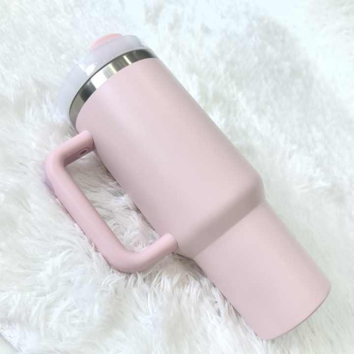 Custom 20oz 30oz 40oz Insulated Pink Stainless Steel Vacuum Flask Drink Coffee Tumbler Wholesale Bulk Thermo With Handle Mug Cup