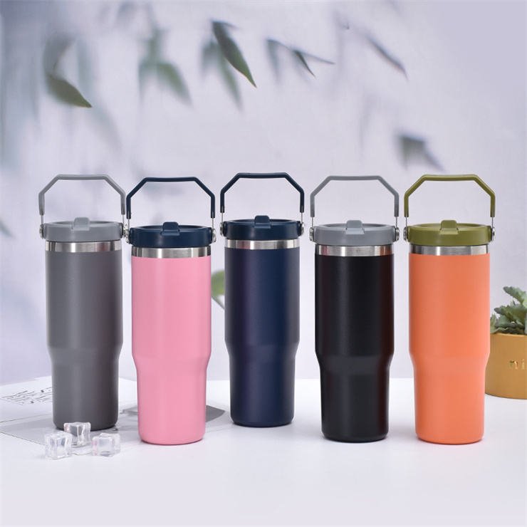 Custom logo 20oz 30oz double wall stainless steel Tumbler With Handle And Straw Vacuum Magnetic Insulated Travel Mug