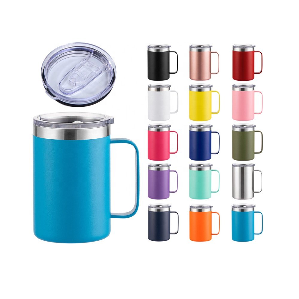16 oz Coffee Mug Set Vacuum Insulated Camping Mug with Lid Double Wall Stainless Steel Travel Tumbler Coffee Cup Outdoor Powder