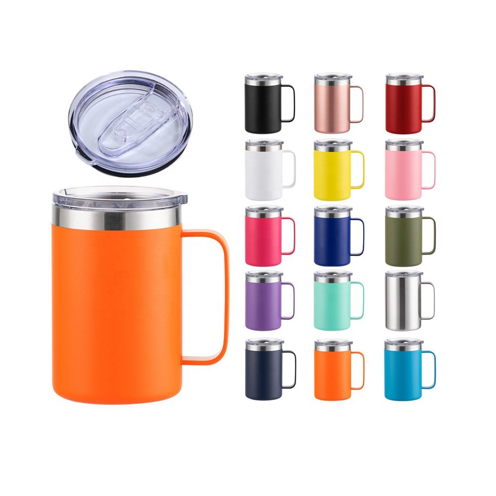 16 oz Coffee Mug Set Vacuum Insulated Camping Mug with Lid Double Wall Stainless Steel Travel Tumbler Coffee Cup Outdoor Powder