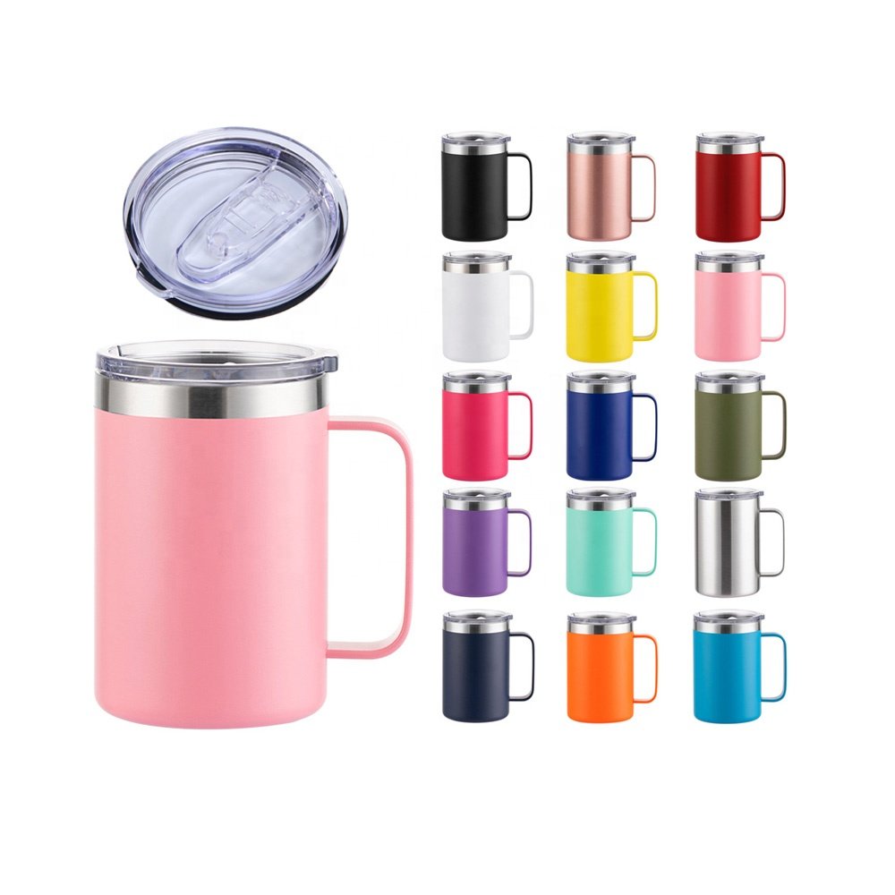 16 oz Coffee Mug Set Vacuum Insulated Camping Mug with Lid Double Wall Stainless Steel Travel Tumbler Coffee Cup Outdoor Powder