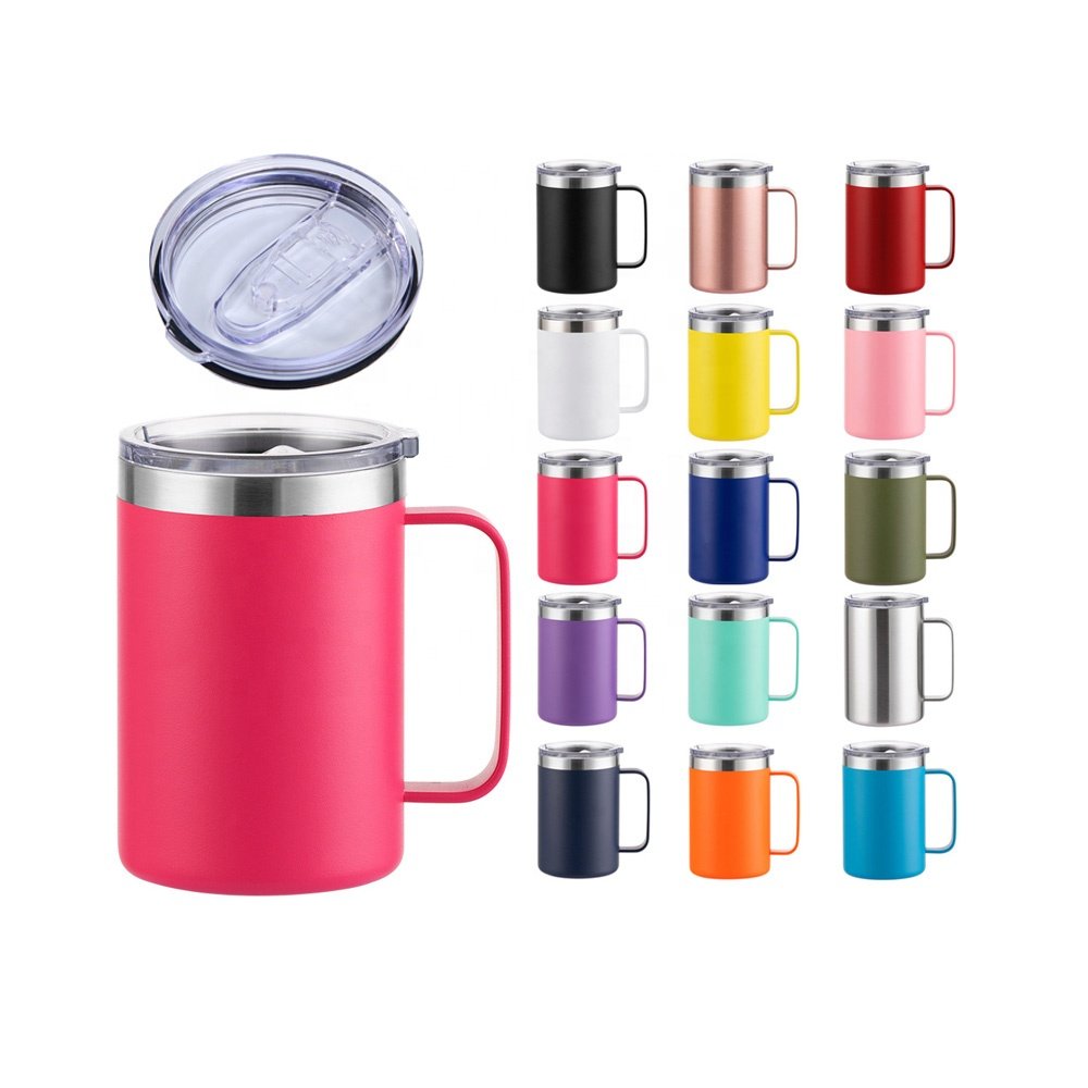 16 oz Coffee Mug Set Vacuum Insulated Camping Mug with Lid Double Wall Stainless Steel Travel Tumbler Coffee Cup Outdoor Powder