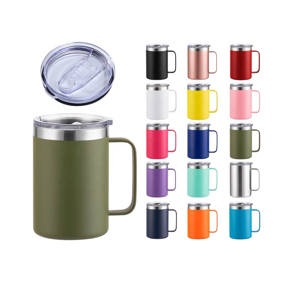 16 oz Coffee Mug Set Vacuum Insulated Camping Mug with Lid Double Wall Stainless Steel Travel Tumbler Coffee Cup Outdoor Powder