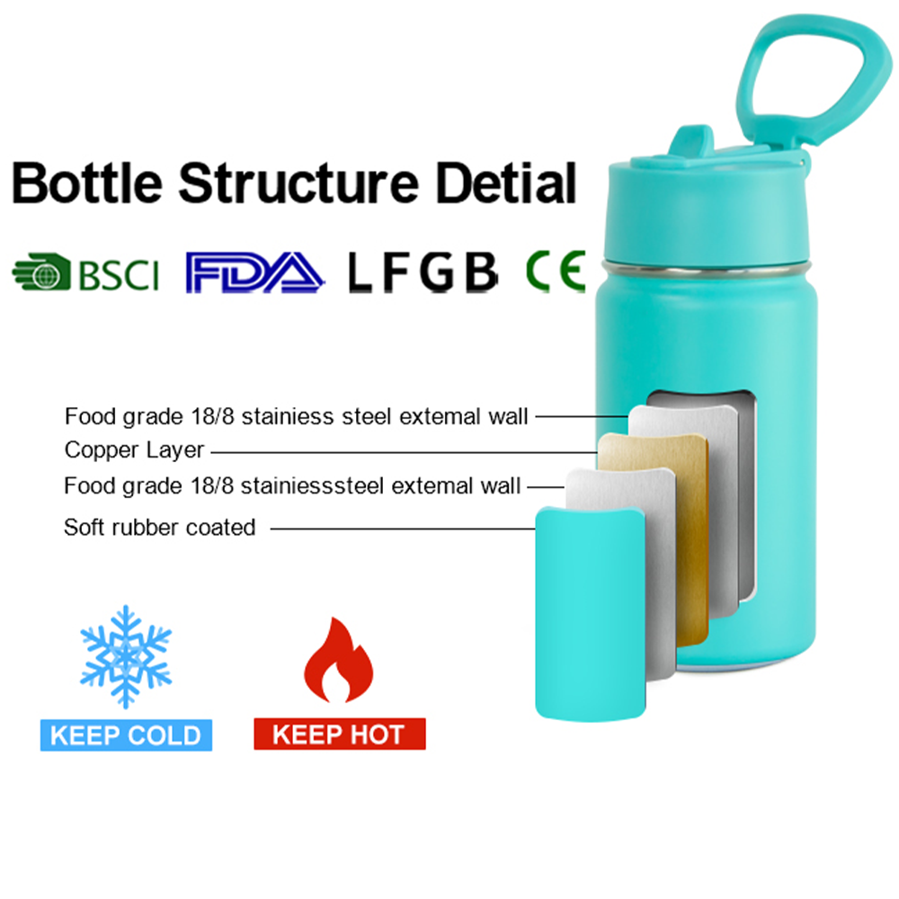 Children Stainless Steel 12oz 16oz 18oz Kids Tumbler Insulated Reusable Water Bottles Sippy Kids Water Bottle Customized Logo
