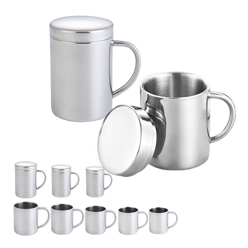 Custom Camping 200ml 300ml 400ml Stainless Steel Cup Metal Double Wall Beer Tea Pint Carabiner Coffee Drinking Mug with Handle