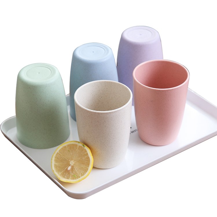 Biodegradable bathroom toothbrush holder gargle mug wheat straw plastic wash cup