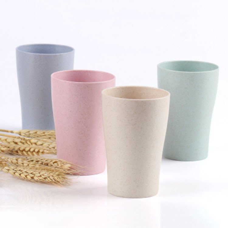 Biodegradable bathroom toothbrush holder gargle mug wheat straw plastic wash cup
