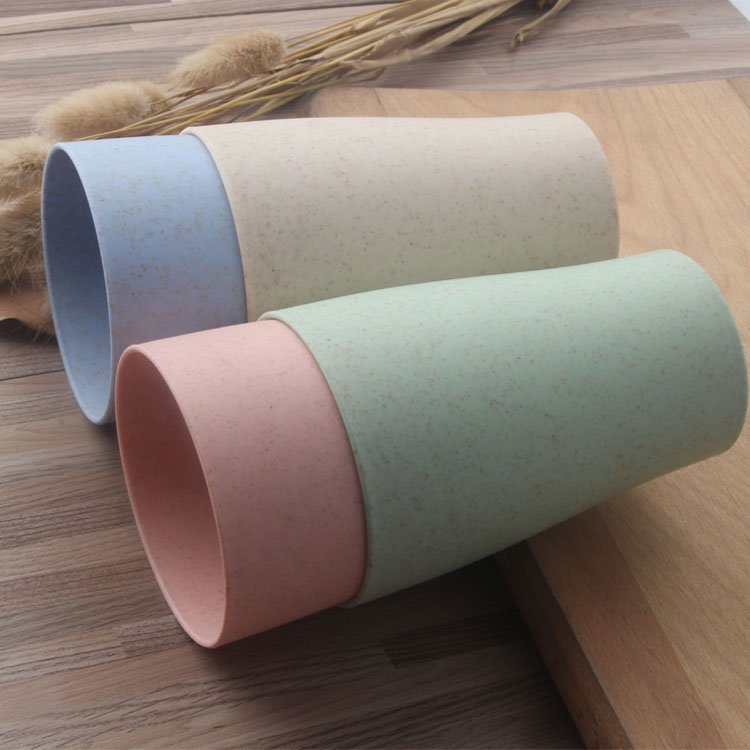 Biodegradable bathroom toothbrush holder gargle mug wheat straw plastic wash cup