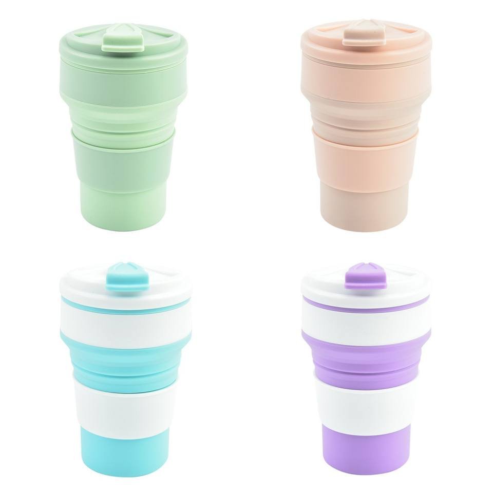 2024 top sellers Food Grade 350ml and 500ml Silicone Soft Reusable Portable Collapisable Travel Coffee Cup