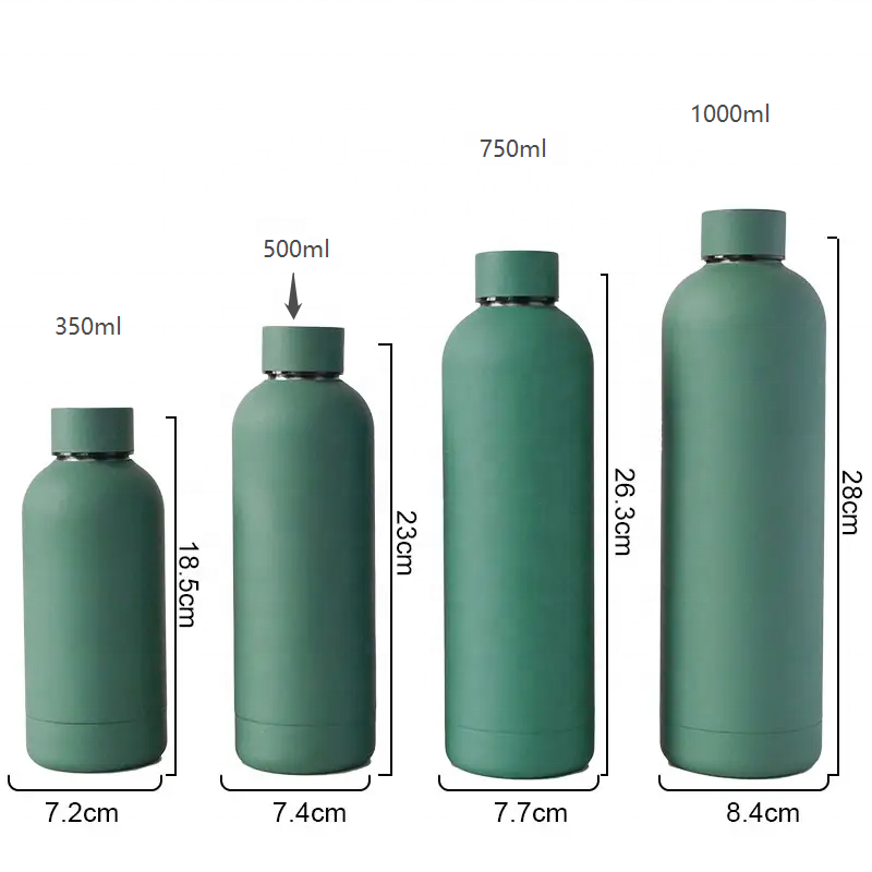 Custom soft touch double wall insulated drink bottle tumbler 500ml 750ml vacuum flask stainless steel cup thermal water bottle