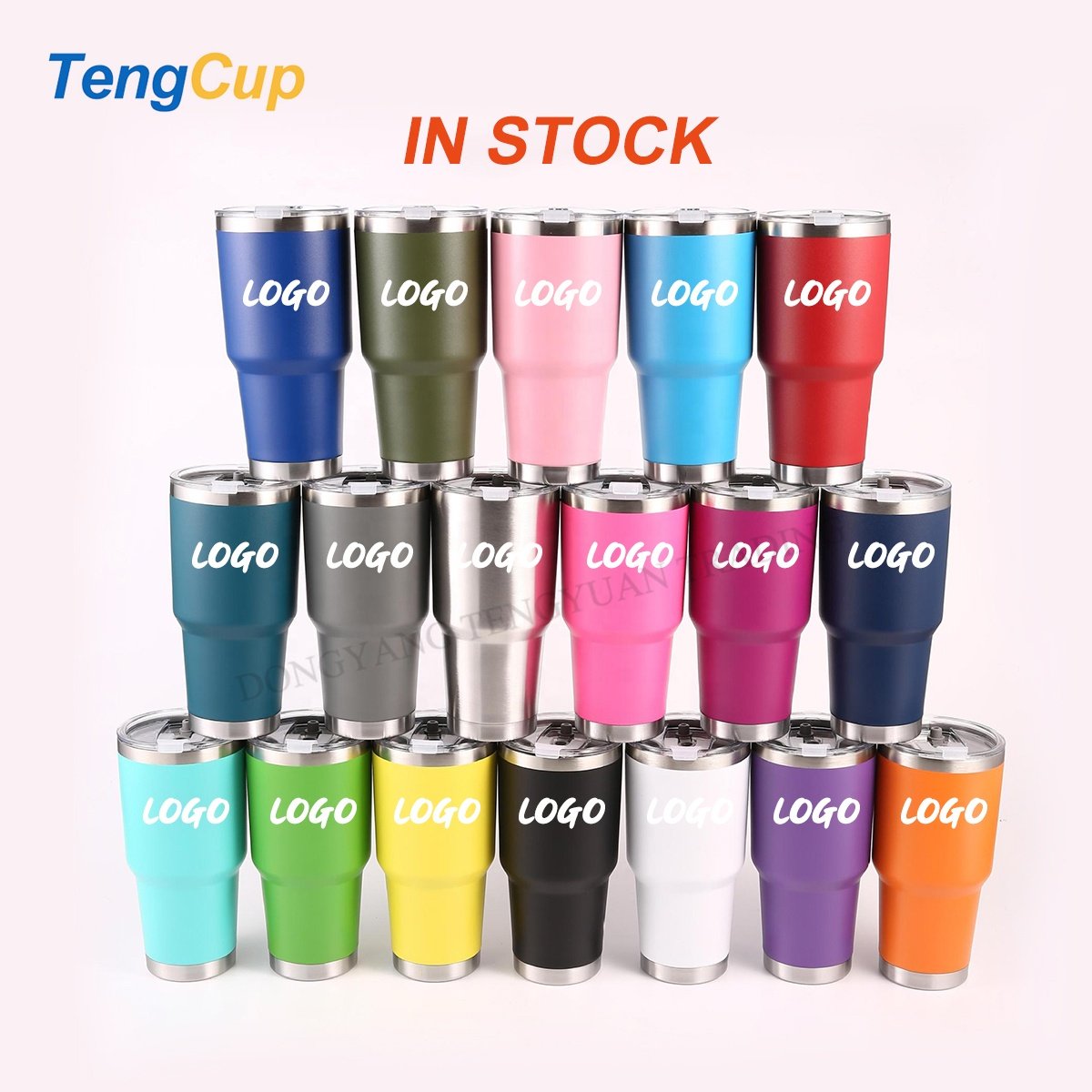 TY Custom logo 30oz stainless steel tumbler Double wall vacuum insulated Travel Mug with Slider Lid and straw