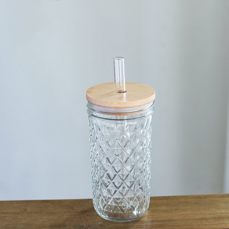 DD1732 High Capacity 1L Mason Jar with Lid and Straw Reusable Boba Cup Smoothie Water Bottles Drinking Glasses Tumbler