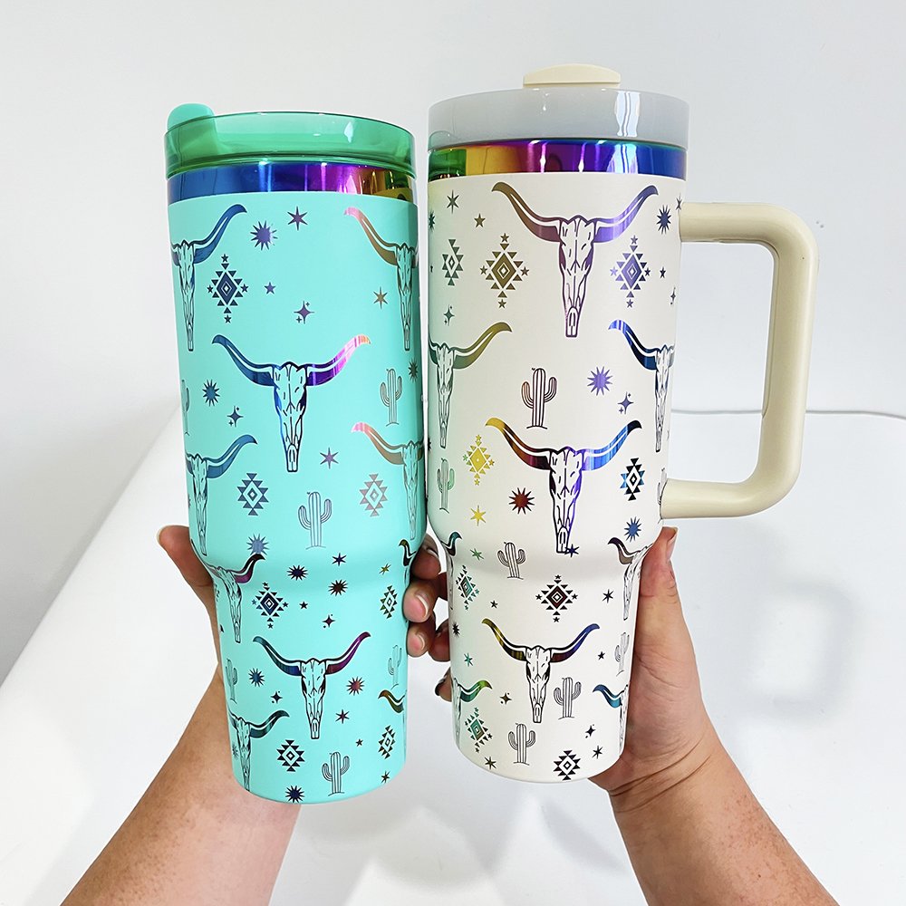 USA RTS 40oz large capacity rainbow plated vacuum insulate tumbler outdoor travel sports water bottle mug for holographic laser