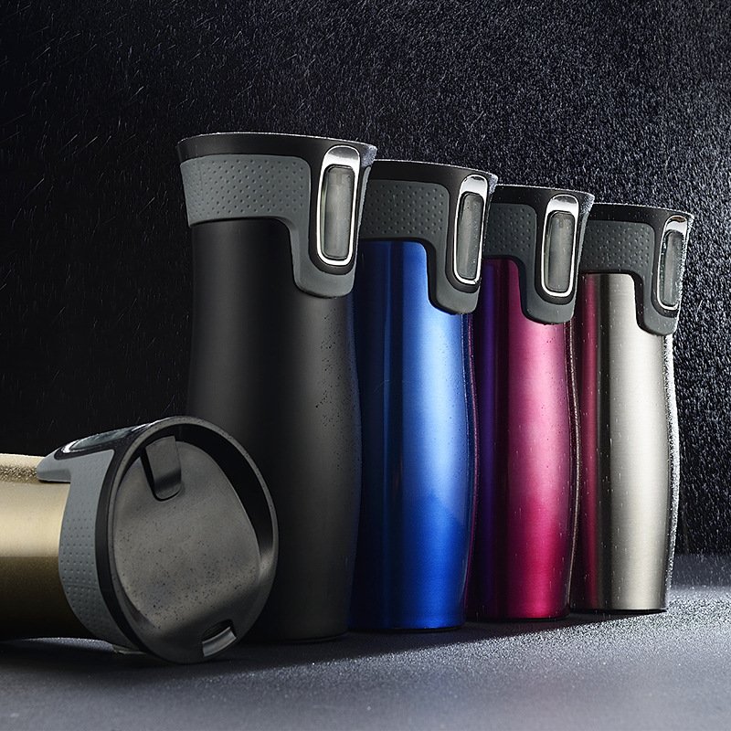 New Design Travel Double Wall Water Tumbler Coffee Cups Mug Autoseal Stainless Steel Bottle With Lids Lock Valentines Day Gifts