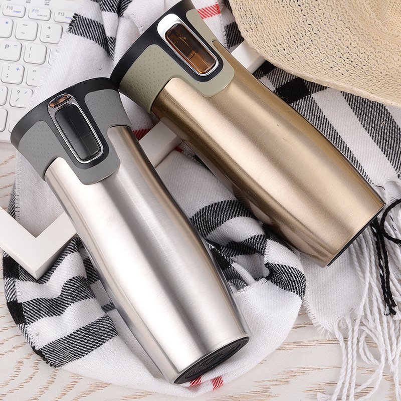 New Design Travel Double Wall Water Tumbler Coffee Cups Mug Autoseal Stainless Steel Bottle With Lids Lock Valentines Day Gifts