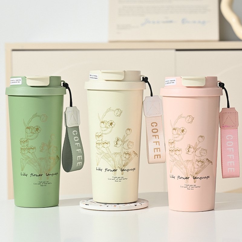 New Arrival Stainless Steel Vacuum Flask for Adults Students Portable Office Water Bottle Leak-Proof Straw Classic Design Travel