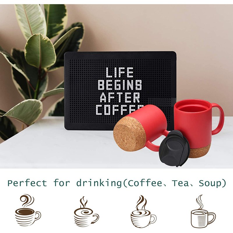 15 OZ Large red Ceramic Coffee Mugs with cork bottom and Handle for Tea