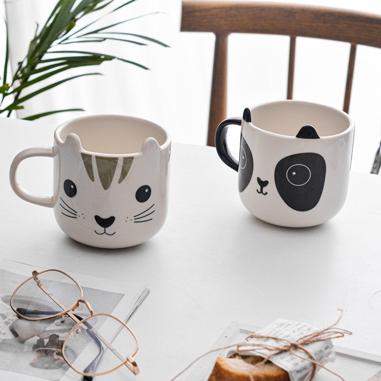 hot sale drinkware nordic espresso cup custom logo animal pattern cute tea coffee ceramic mugs for gift