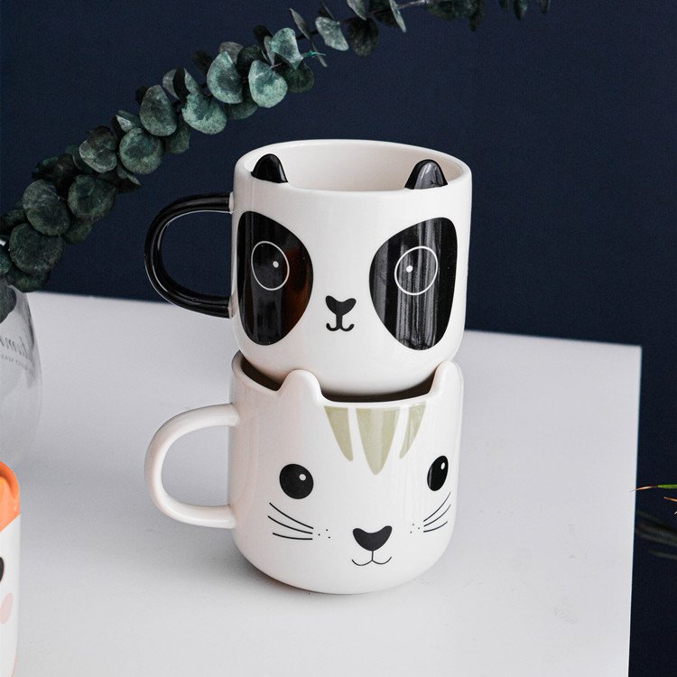 hot sale drinkware nordic espresso cup custom logo animal pattern cute tea coffee ceramic mugs for gift