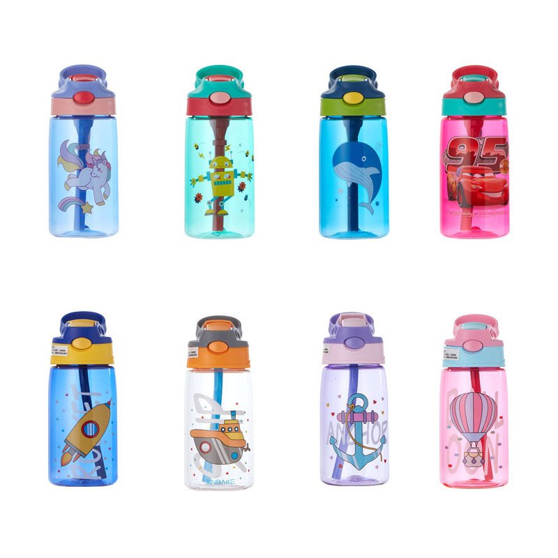 Wholesale bpa free customized 480ml kids drinking bottle plastic drink kids water bottles with straw