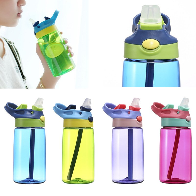 Wholesale bpa free customized 480ml kids drinking bottle plastic drink kids water bottles with straw