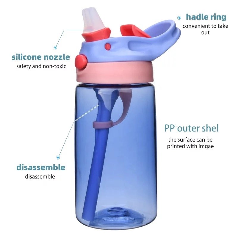 Wholesale bpa free customized 480ml kids drinking bottle plastic drink kids water bottles with straw