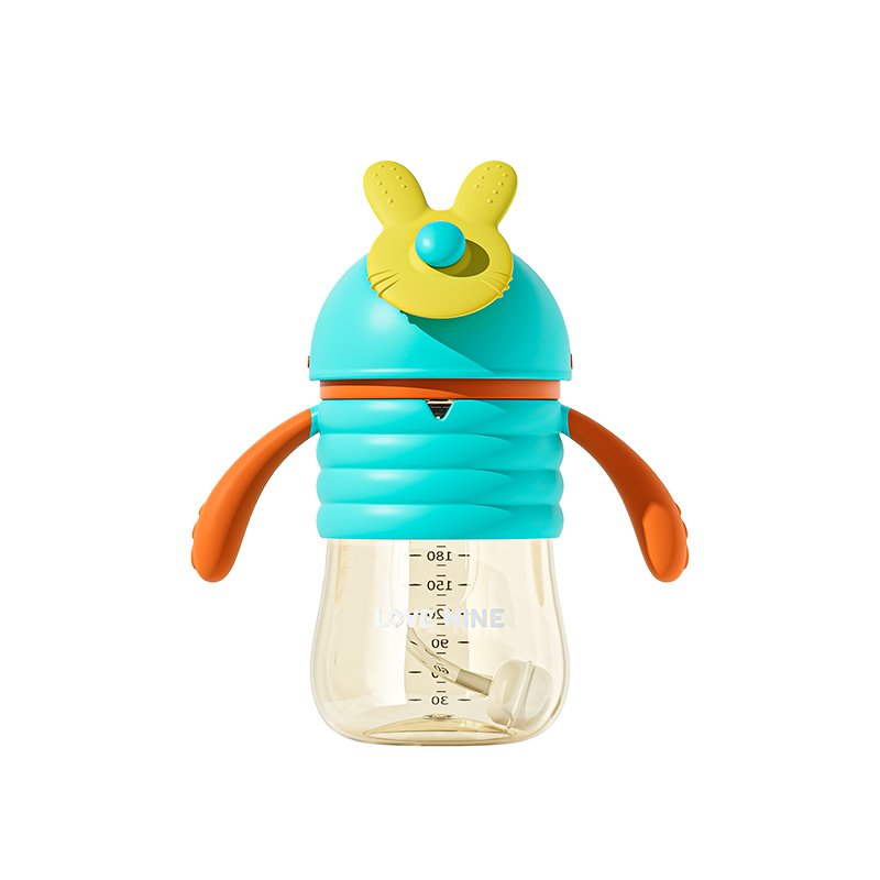 Sippy Cup Milk Baby Bottle with Rabbit Head Slide Mug PCT Drinking Cup OEM Factory Wholesale Bpa Free 300ml Large Straight Body