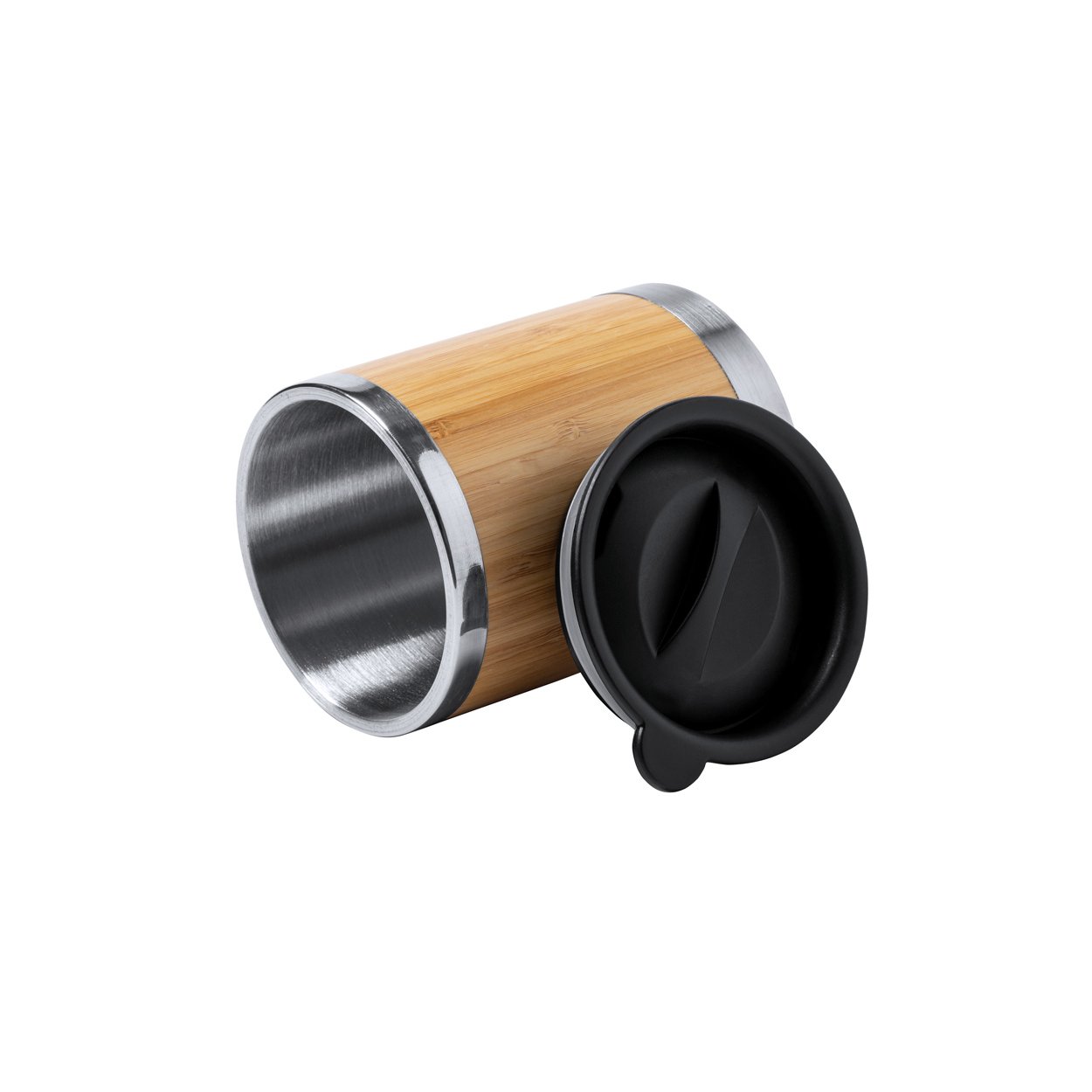 300 Ml Plastic Drinking Lid Double-Wall Stainless Steel And Bamboo Thermo Mug For Office