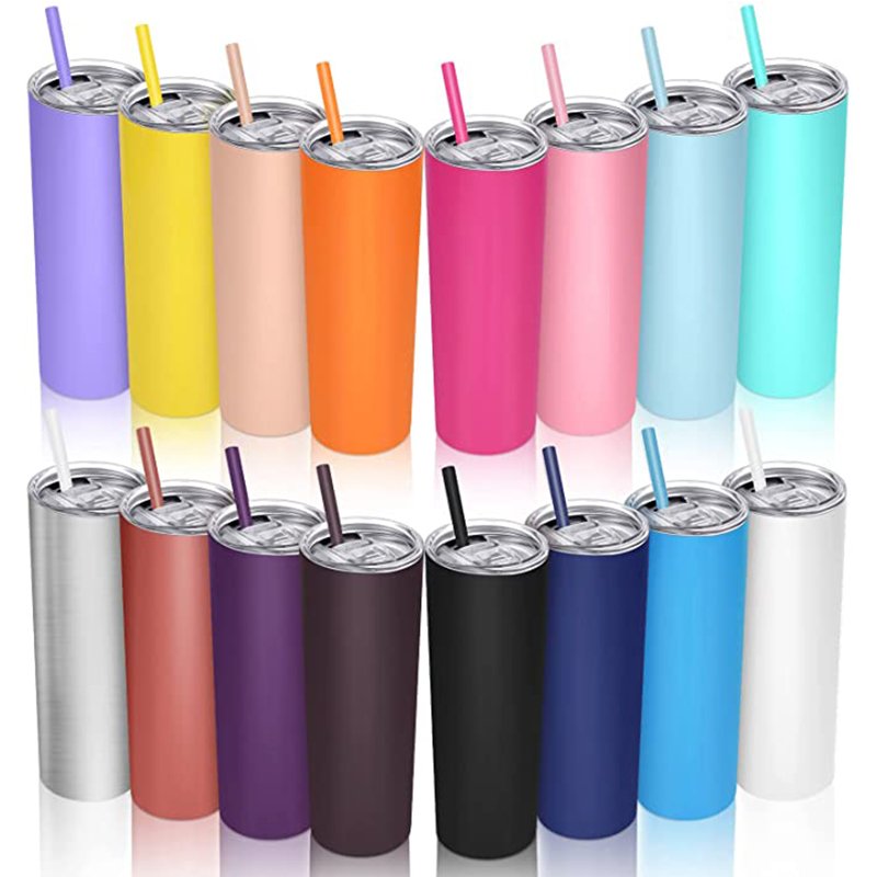 Skinny Tumbler Stainless Steel Thermos Water Bottle With Straw Insulated Cup Sealed Lid Colored bottled
